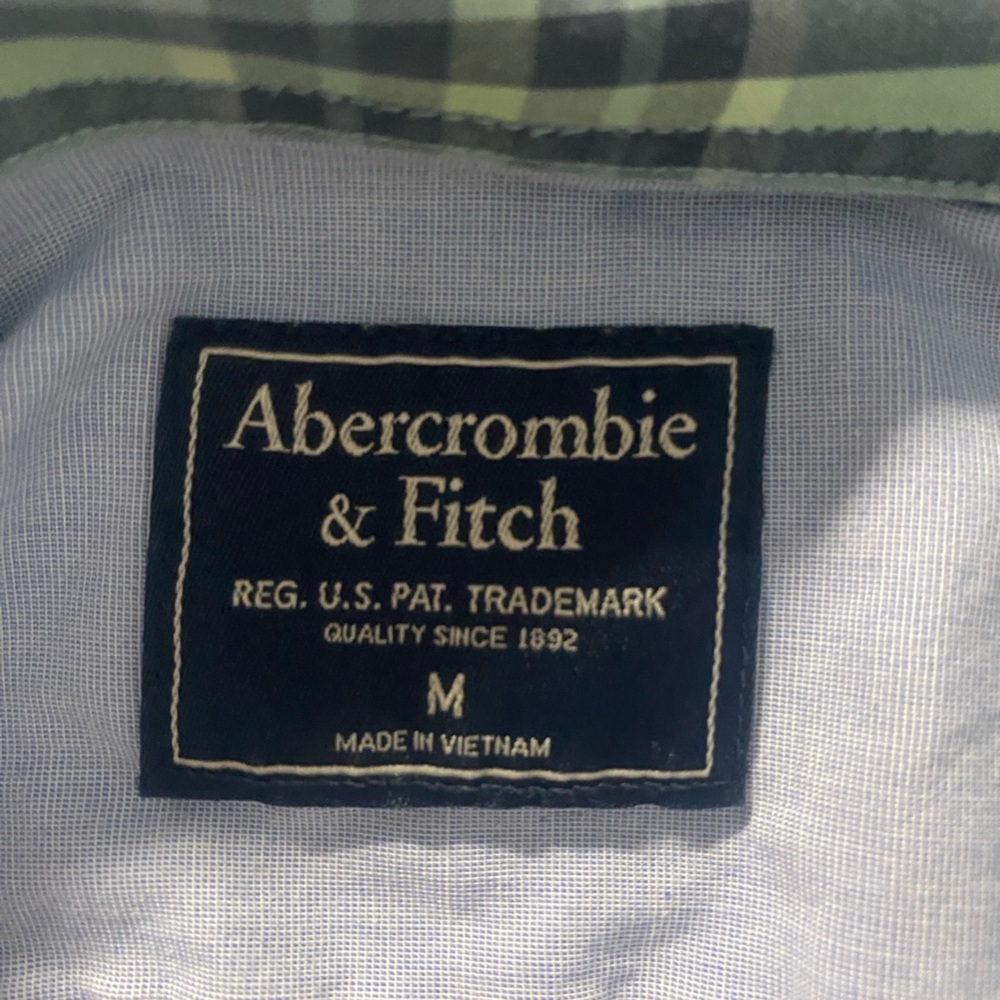 Abercrombie & Fitch Blue and Green Plaid Long Sleeve Preppy Button Up Shirt SZM - Picture 4 of 8